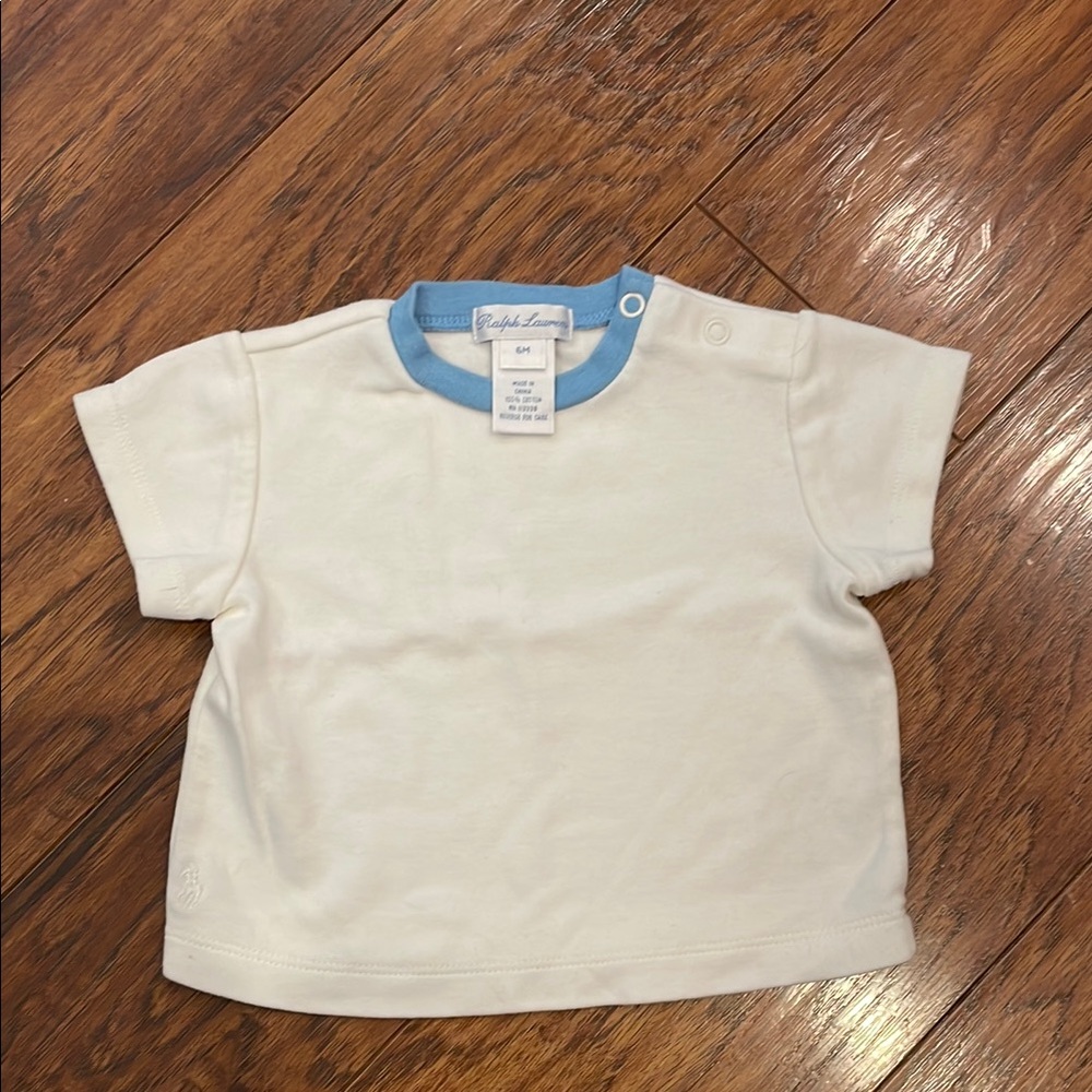 Ralph Lauren Cream and Blue Kids Tee
